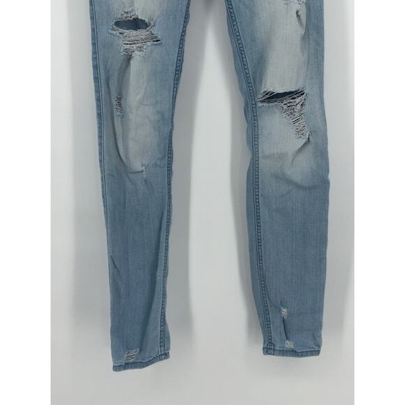 Hollister Women's Mid Rise Super Skinny Jeans 28x32 Blue Light Wash Distressed - Picture 5 of 13